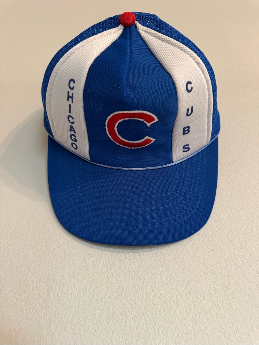 Vintage UII Chicago Cubs Striped Snapback Trucker Hat 80s 90s
